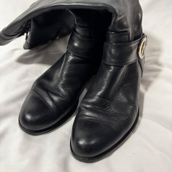 Browns Italian Leather High Knee Riding Boots 37 6.5 Quiet Luxury Preppy Fall - Picture 2 of 16